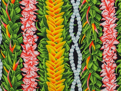 Hawaiian Fabric - FLOWER LEI DESIGN 2 black