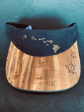 Koa Wood Black Island Chain Visor w/ Petroglyph 3 Honu Rim