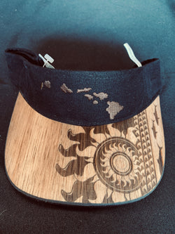 Koa Wood Black Island Chain Visor w/ Sunburst Rim