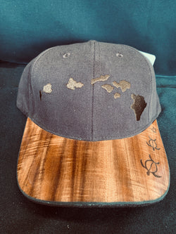 Koa Wood Brown Island Chain Hat w/ 3 honu Rim