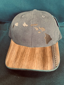 Koa Wood Brown Island Chain Hat w/ Wave tattoo Rim