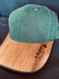 Koa Wood Green Hat w/ Coconut Tree Wood Stamp & Island Chain Rim