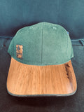 Koa Wood Green Hat w/ Coconut Tree Wood Stamp & Island Chain Rim