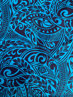 Hawaiian Fabric -100% cotton  TRIBAL 1 - BLUE