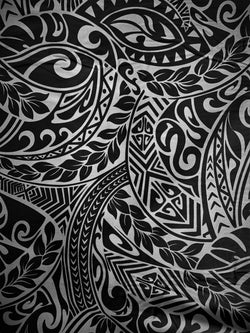 Hawaiian Fabric -100% cotton  TRIBAL 1 - GREY