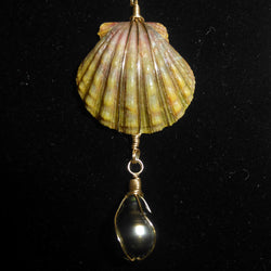 Kauaian sunrise shell necklace with a Tahitian Pearl