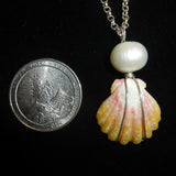 Sunrise Shell Necklace w/ fresh water pearl on Sterling Silver