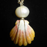 Sunrise Shell Necklace w/ fresh water pearl on Sterling Silver